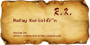 Rafay Koriolán névjegykártya